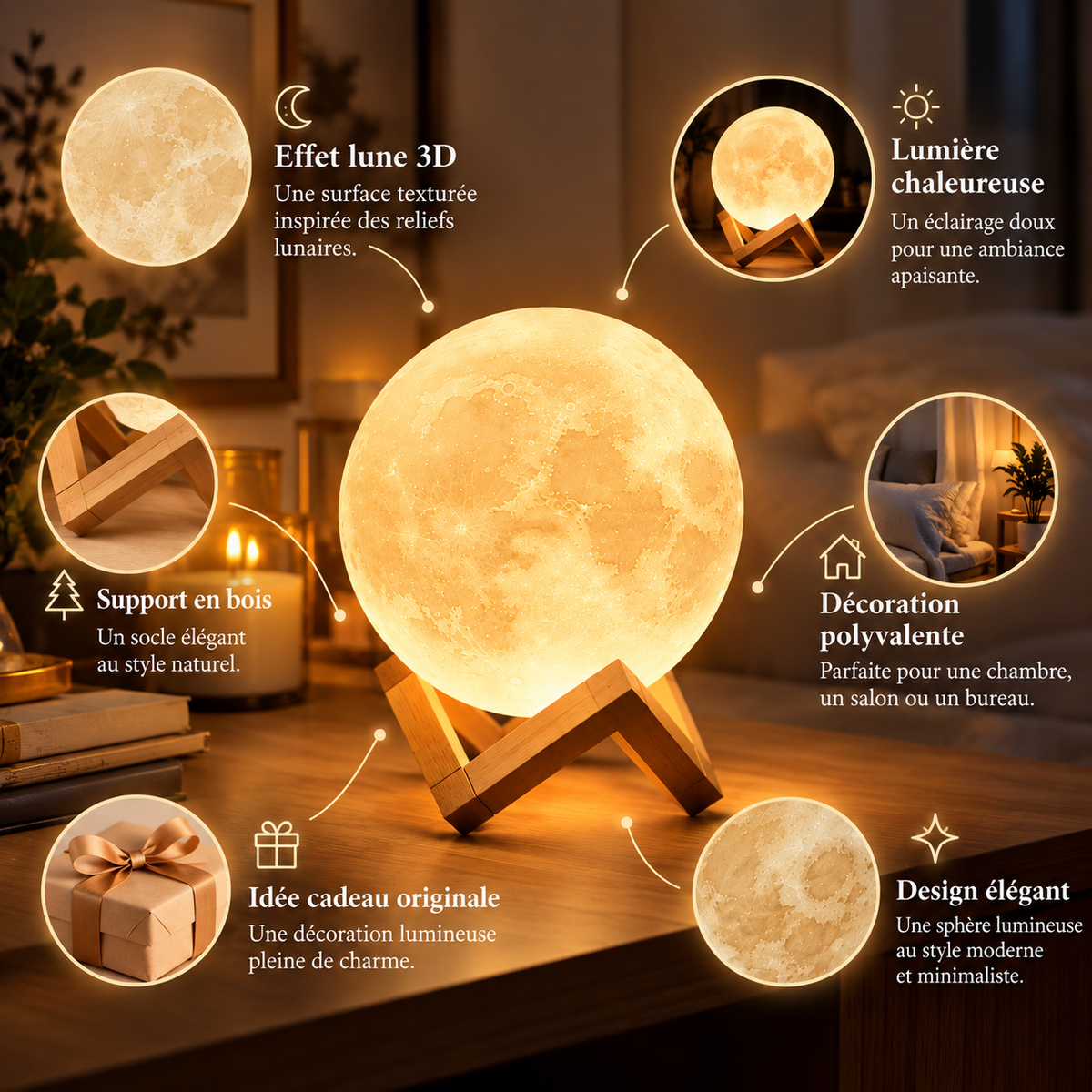 Lampe lunaire LED SÉLUNE