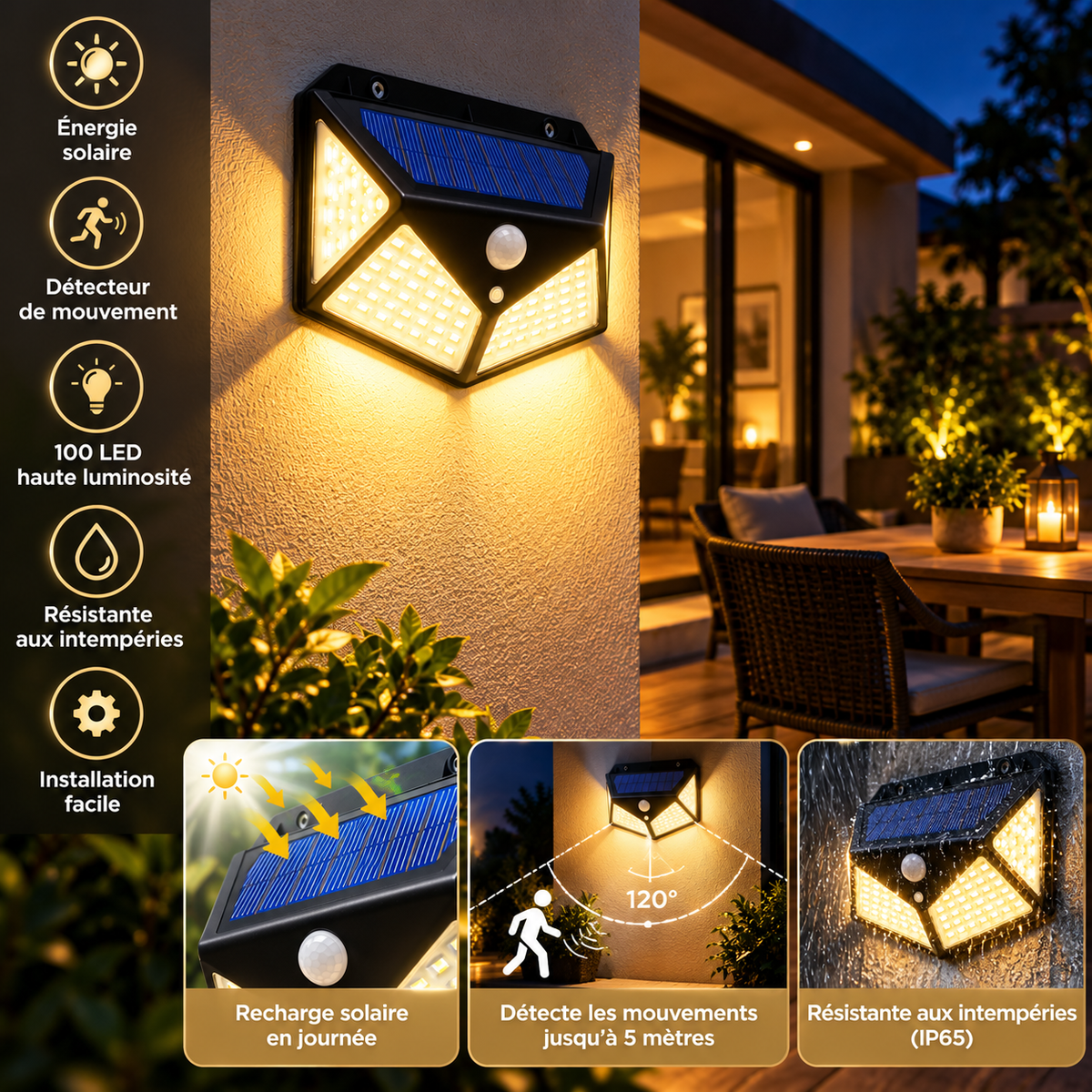 Applique solaire LED AURÉL