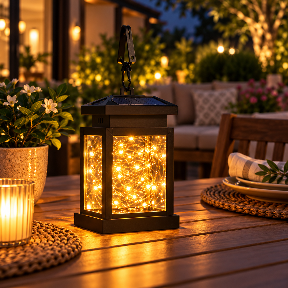 Lanterne Solaire LED LUMÉA à fil de cuivre étoilé