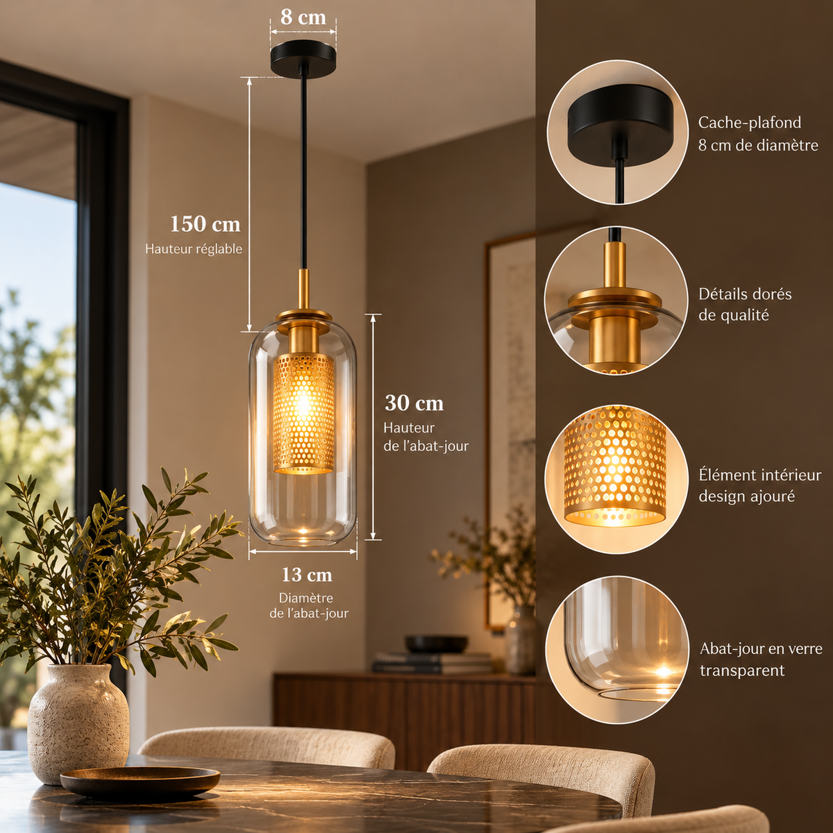 Suspension en verre AMBRÉA