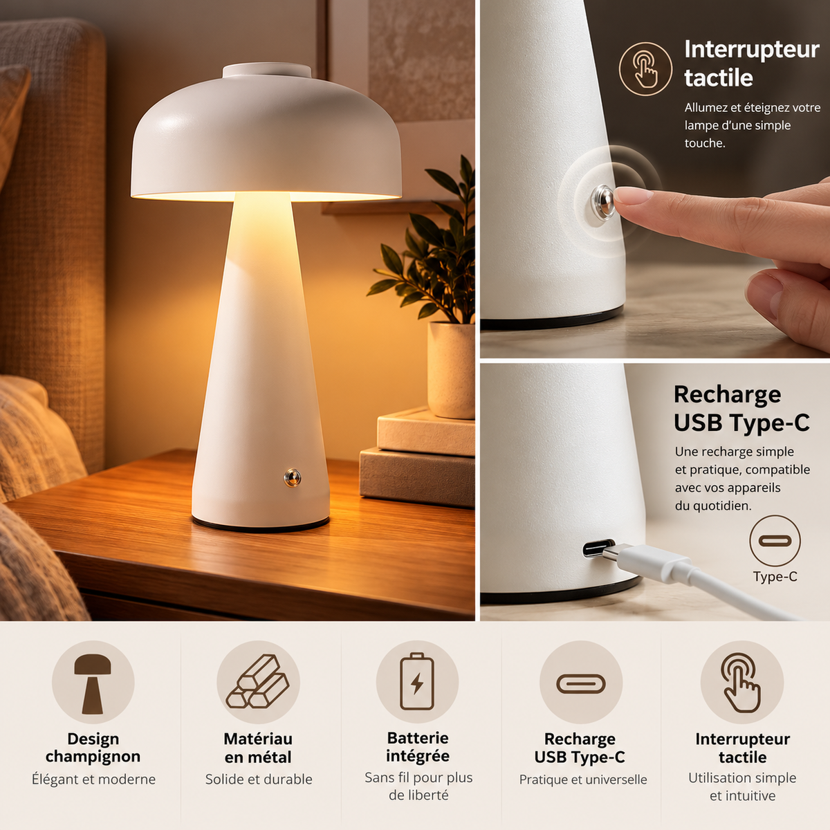Lampe de table champignon GONZA